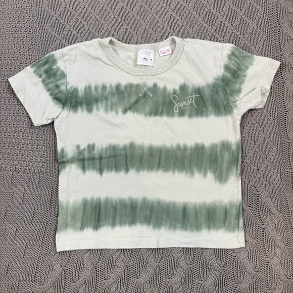 Zara Kids Green Tie-Dye Striped T-Shirt ~ 18/24M - Picture 1 of 11